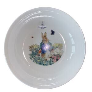 Peter Rabbit Easter 9" Serving Pasta Bowl Porcelain Floral Garden Beatrix Potter
